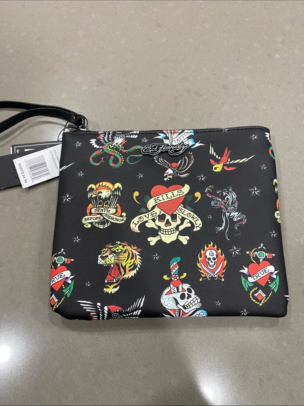 new ed hardy tattoo wristlet bag purse